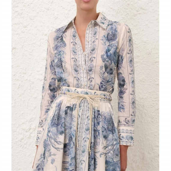 Zimmermann Wanderlust Body Skjorte, Blue Toile 